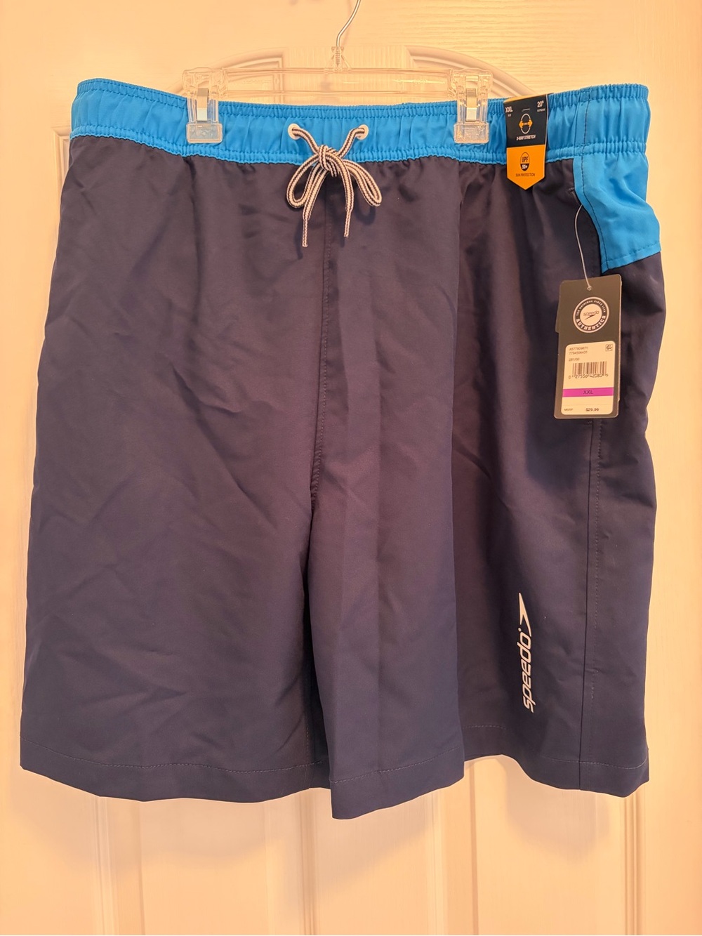 Speedo 2-Way Stretch Swim Trunks 20” Outseam Men’s XXL Navy Blue NWT